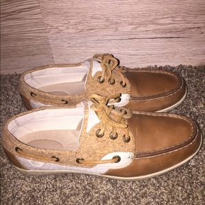 Tan cork sperrys! Worn a couple times!
